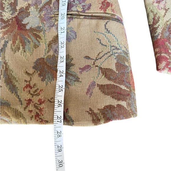 RARE Vintage Ralph Lauren Taupe Floral Tapestry Stand-Collar Blazer Size 6 - Picture 10 of 10